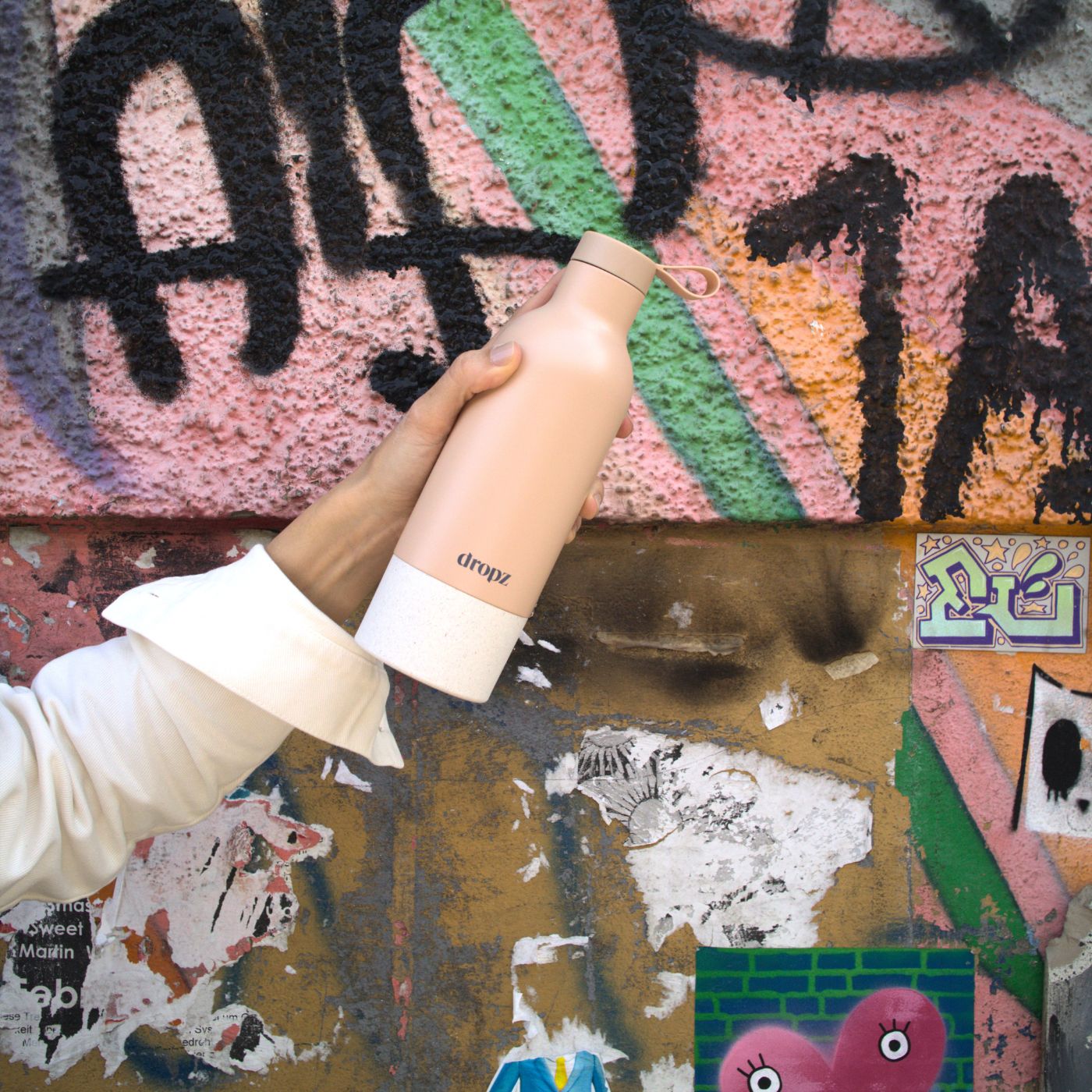 dropz Bouteille Beige - 0.5 L avec compartiment de rangement